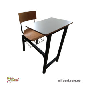 AL12 -Pupitre Unipersonal Unido - Mesa y Silla con Estructura Metálica